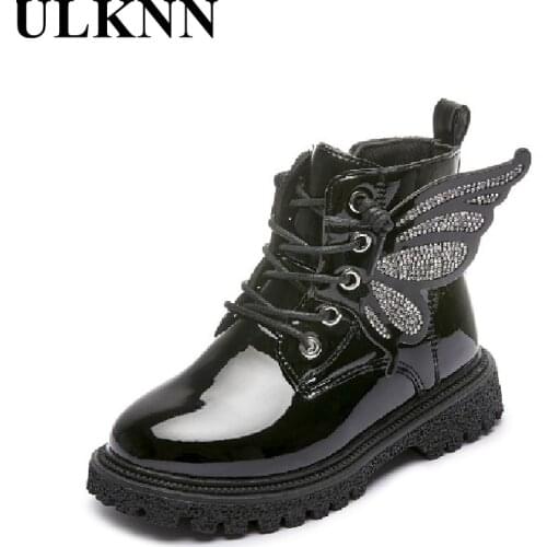 Children Zipper Martin Boots Kids Fashion Girl Boots Anti-Slip Solid Winter Baby Shoes Waterproof Butterfly Princess Shoes Warm