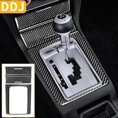For Mitsubishi Lancer EVO X 2008-2015 Carbon Gear Shift Box Shifter Surround Frame Storage Lids Cover Sticker Car Accessories