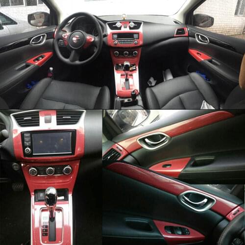 For NISSAN SYLPHY 2016-2019 Interior Central Control Panel Door Handle 3D/5D Carbon Fiber Stickers Decals Car styling Accessorie