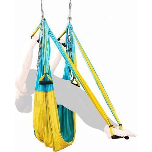 20 Color 2.5*1.5 M Aerial Yoga Hammock Anti-gravity Inversion Swing Yoga Extend Belt Ceiling Hanging Tray for Home Gym