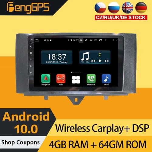 GPS Navigation For Mercedes Benz Smart 2011-2015 Android 10.0 Car Stereo Touchscreen DVD Player Multimedia FM Radio Carplay PX6