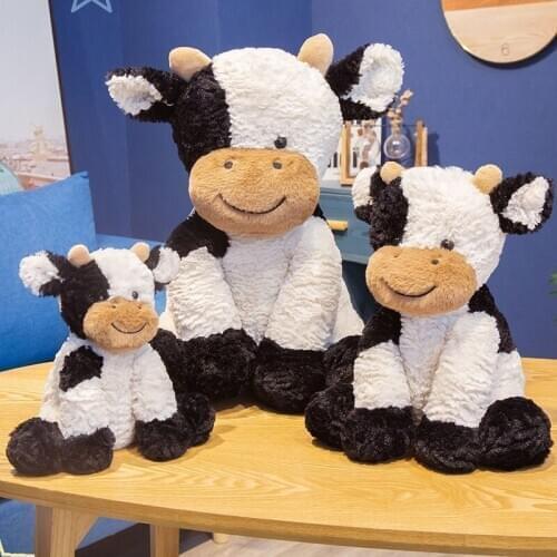 Creative and Simple Baby Cow Plush Stuffed Toy Ox Year Mascot Sitting Cartoon Cow Doll Soft and Comfortable Pillow Birthday Gift