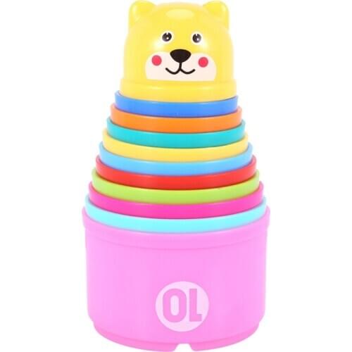 Stack Cup Toys Color Figures Folding Tower Funny Puzzle Piles Stacking Cup Letter Toy Kids Water Toys