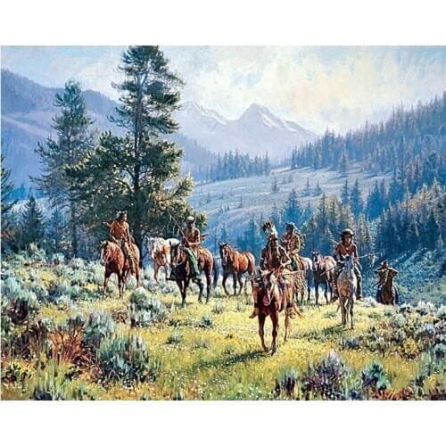 Native Indian Landscape Abstract Oil Painting on Canvas Posters and Prints Cuadros Wall Art Picture for living room