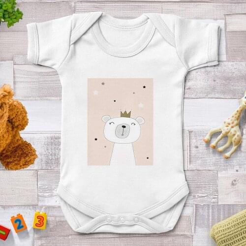 Casual Style Newborn Bodysuit Baby Girls Boys Cute Bear Printed Short Sleeve Clothes Toddler Clothing Baby Grow Jumpsuit