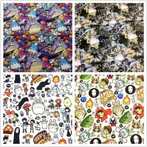 Cartoon Totoro and Friends 100% Cotton Fabric for Boy Clothes Bedding Set Hometextile Cushion Cover Backpack DIY