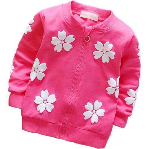 2017 Spring Baby Girls Cloth Flower Zipper Newborn Coat Sport Outfit Kids Jacket infant Clothes Warm Coats 4Colors Clothing