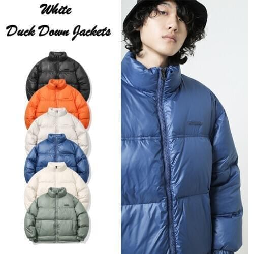 Mens Basic Puffer Jackets Loose Japan Short White Duck Down Jacket for Men Fashion Male Stand Collar Outwear Parkas JK-900