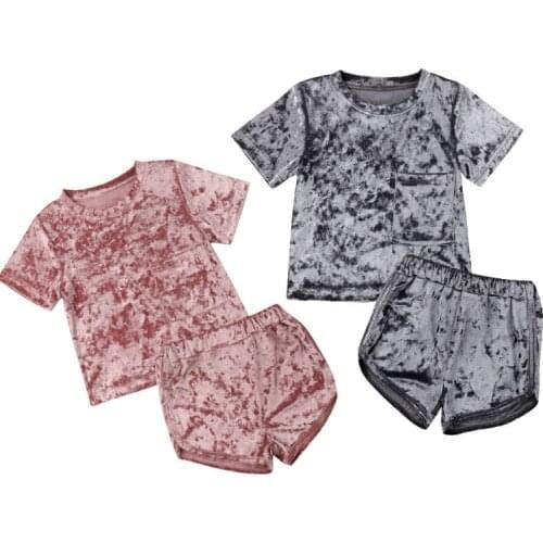 Summer Infant Kids Baby Girl Velvet Clothes Set Casual T-shirt +Short Pants Casual Kids Girl Clothes Set 0-5Years
