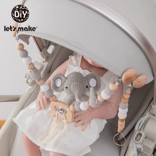 Lets Make Cart Chain Baby Toy Pacifier Chain Bracelet Wooden Suit Toy Baby Teether Bell Baby Care Childrens Toys For Kid