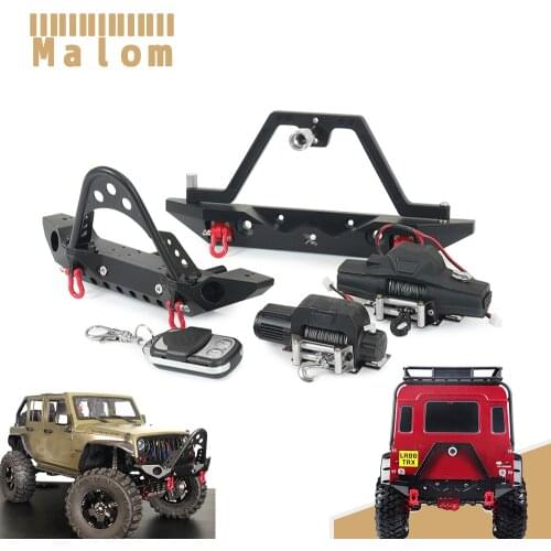 Metal Front Rear Bumper Controller Single/Double Motor Winch for 1/10 RC Crawler Axial SCX10 Traxxas TRX4 Redcat GEN8 RGT 86100