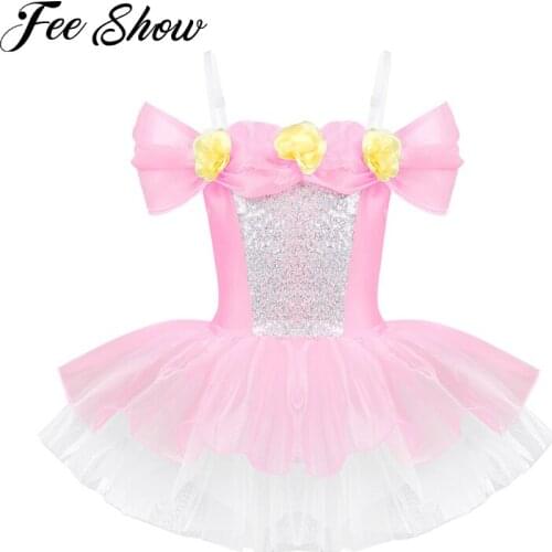 3D Flowers Ballet Tutu Dress Girls Gymnastics Leotard Dancewear Ballet Clothes Children Ballerina Costume Discount Ballet Tutus