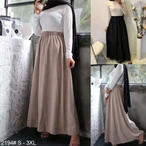 High Waist Muslim Skirt Women Elastic Slim Big Swing A-line Long Skirts Ladies Elegant Dubai Arab Islamic Clothing Solid Color
