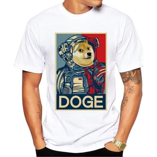 TEEHUB Doge To The Moon Crypto Men T-Shirt Funny Dogecoin Astronaut Poster Printed t shirts Short Sleeve Tshirts Hipster Tee