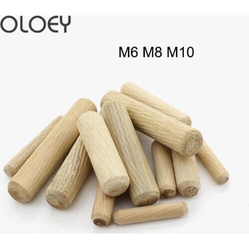 Dowel Craft Dowel Pins Rods Set Furniture Fitting Wooden Dowel Pin / Wooden Cabinet Drawer Round Fluted Wood M6/M8/M10*L