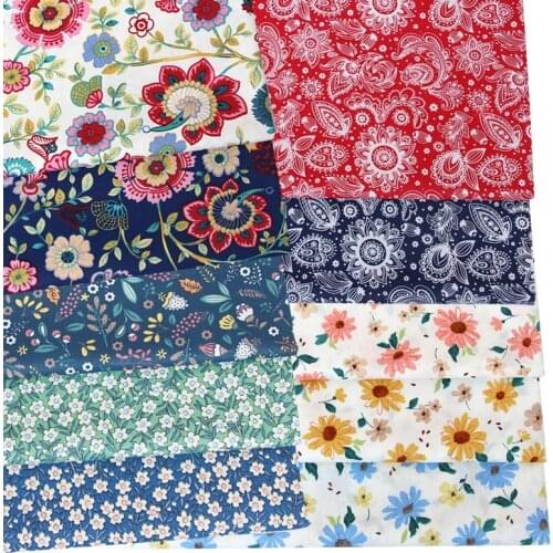 New 100% Cotton Twill Fabric RED NAVY Paisley Green Blue Small White Flower Daisy For Summer Clothes Dress Top Craft Cushion