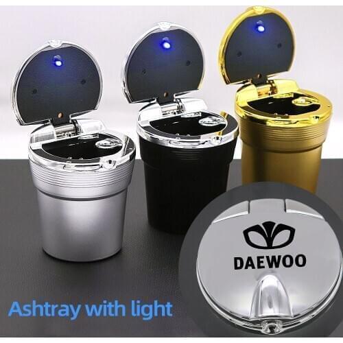 Car Logo Ashtray For Daewoo Lanos Nexia Matiz Gentra Rezzo dedicated Cigarette Smoke Holder Car Ashtray Interior Accessories