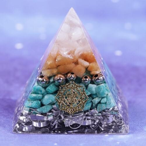 Orgonite Pyramid Energy Converter Natural Amazonite Healing Helping Chakra Resin Decorative Craft Jewelry Wicca