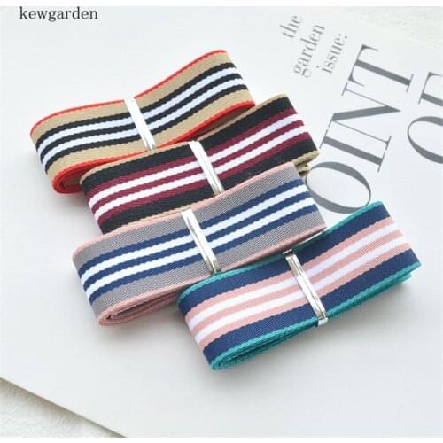 Kewgarden 38mm 25mm 1" 1.5" Stripe Polyester Cotton Ribbons Handmade Tape DIY Bow Hair Clothing Accessories Webbing 10 Yards