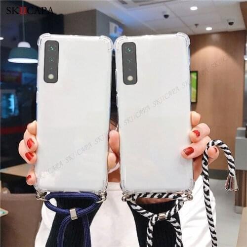 Transparent Silicone Strap Cord Chain Phone Case For LG Stylo 7 Velvet 2 Pro K92 K52 K71 K42 Necklace Lanyard Shockproof Cover