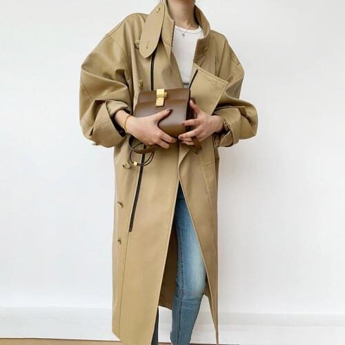 New Designer High Quality Trench Coat Zipper Front Women Spring Autumn Fashion Loose Long Trench Coats Windbreaker Outerwear