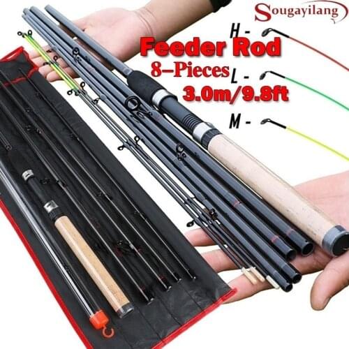 Sougayilang 6 Section 3m Feeder Rod L M H Power Fishing Rod Ultralight Weight Carbon Spinning Travel Rod Fishing Tackle De Pesca