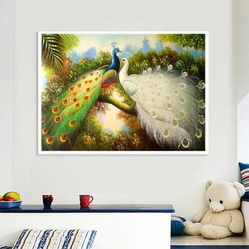 Diamond Embroidery peacocks 5D Diamond Painting Cross Stitch Full Square Rhinestone Mosaic Unfinished Home Decoration Crafts