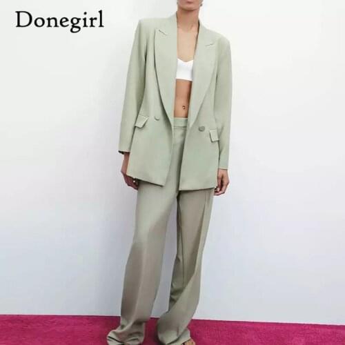 2021 New Spring Autumn 2 Pieces Vintage Blazer Suit Office Lady Coat +Long Pants Elegant Fashion Design Women Basic Outfit Coats
