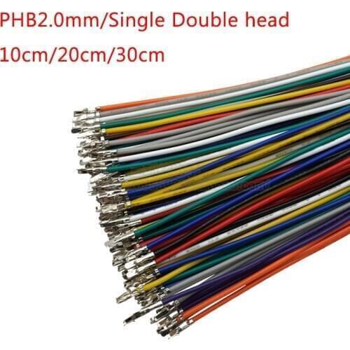 100PCS PHB2.0mm terminal wire double row buckle color electronic wire spacing 2.0mm single double-head connecting wire