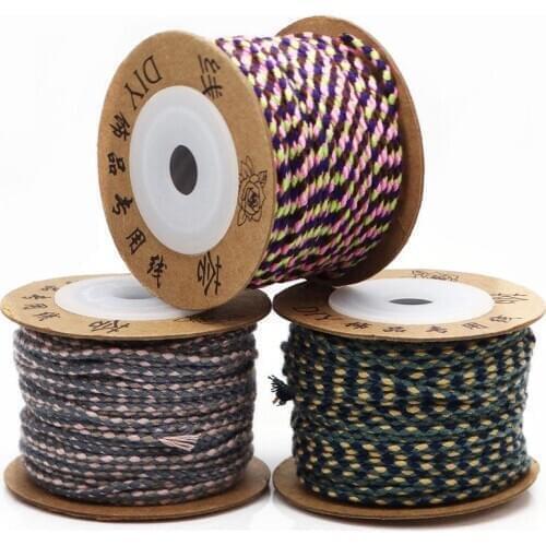 2.0mm thick three-color four-strand cotton cotton multicolored thread DIY bracelet rope elasticized rope necklace rope 20m rol
