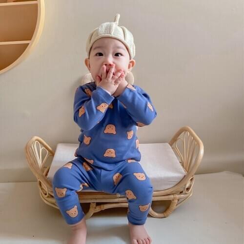 MILANCEL 2021 Baby Clothing Set Cotton Toddler Girls Sleeper Set Infant Pajama Set Infant Boys Bear Suit