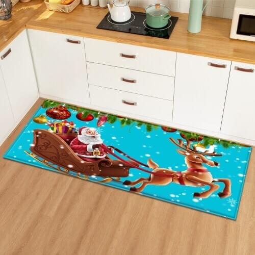 3D Christmas Kitchen Mat Entrance Doormat Bedroom Floor Decoration Living Room Carpet Bathroom Water absorption Anti-slip Rug