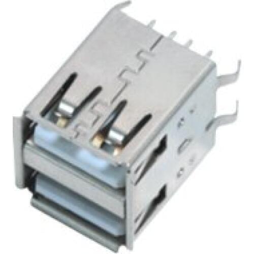 500pcs USB 2.0 Connector A Type Dual Port Vertical Through Holes PCB Solder Receptacle Socket Metal Shield