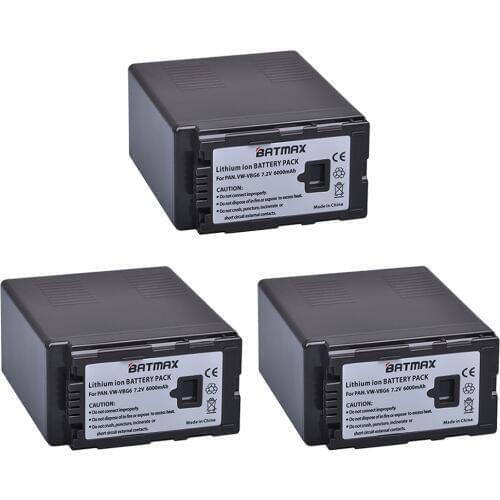 3Pcs 6000mAh High-Capacity VW-VBG6 VW VBG6 VWVBG6 Rechargeable Camera Batteries for Panasonic VDR-210 220 230 AG-AC160A, AG-AC7
