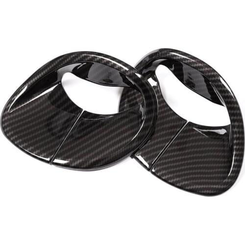 AU05 -2pcs Carbon Fiber Style For Alfa Romeo Giulia 2016 2017 2018 ABS Chrome Front Belt Cover Trim Car Accessories