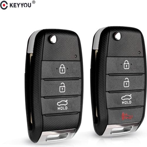 KEYYOU 3/4Button Flip Folding Remote Key Shell Cover Case Fob Replacement For KIA Carens Cerato Forte RIO K2 K3 K5 Car Fob Cover