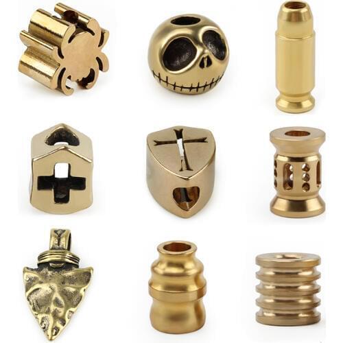 Skull Brass Knife Beads Shield Umbrella Rope EDC Lanyard Cross Paracord Bead Wholesale