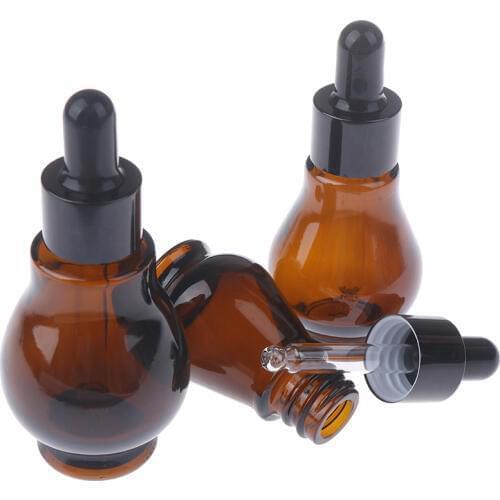 10/20/30/ml Amber Glass Dropper Bottle Essential Oil Perfume Pipette Bottles Refillable Empty Container