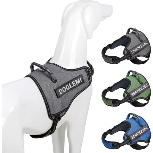 Personalized Reflective Dog Harness Outdoor Walking Customer Logo Design Harness Comfortable Adjustable Dog Harness No Pull