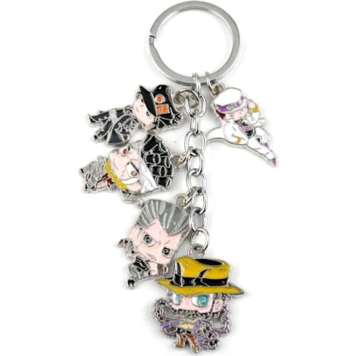 JJ Bizarre Adventure Key Chain Kujo Jotaro Alloy Keychain Accessories Pendant Key Ring Charms Keychains for Ladies