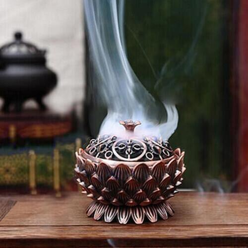 Creative Lotus Shape Zinc-copper Alloy Incense Burner Brass Mini Sandalwood Censer Creative Home Office Decor Incense Holder