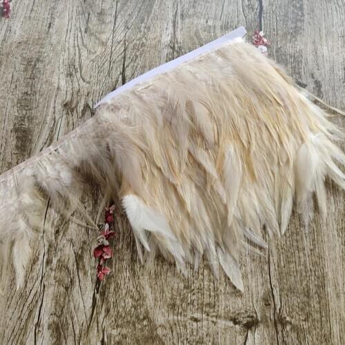 Hot Selling 1Meters Beautiful 8-12cm Beige Natural Feathers Ribbon For Wedding Party Dress Decoration Accessories