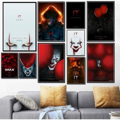 Hot It Chapter 2 2019 Movie Horror Film Pennywise Canvas Oil Painting Poster Prints Art Wall Pictures Home Decor quadro cuadros
