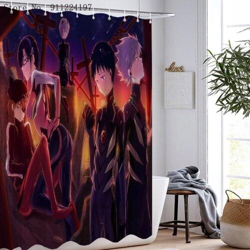 Bestselling 3D Cartoon Boys And Girls Print Shower Curtain Set With 12 Hooks Japanese Anime Home Decoration Bathroom Curtains