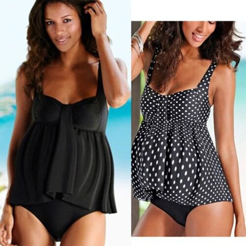 Maillot Sexy Swimsuit Pregnant Women Can Wear Loose plus Size Polka Dot Pure Color Slimming Hot Spring Split Swimsuit Women