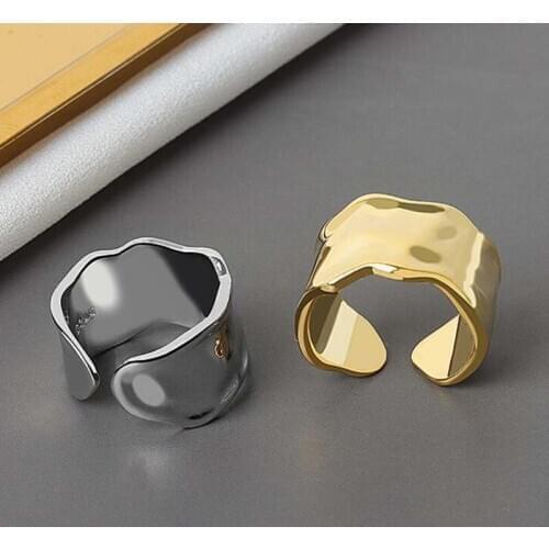 Fashion Irregular Bump Gold Silver Color Ring Male Punk Retro Width Open Finger Ring Female Mens Jewelry Gift Cool Stuff Bague