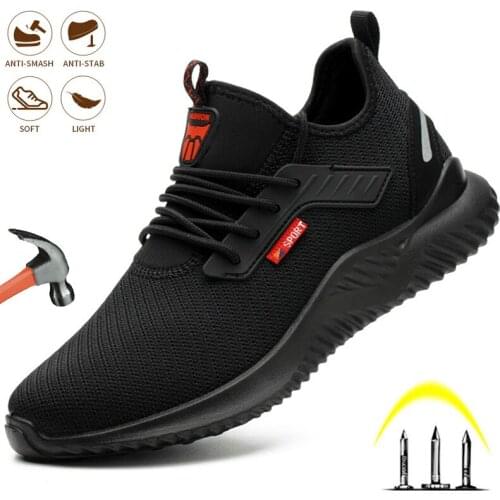 Safety Work Shoes Mens Non-slip Steel Toe Caps Indestructible Anti-smashing Breathable Lightweight Outdoor Fashion Sneakers