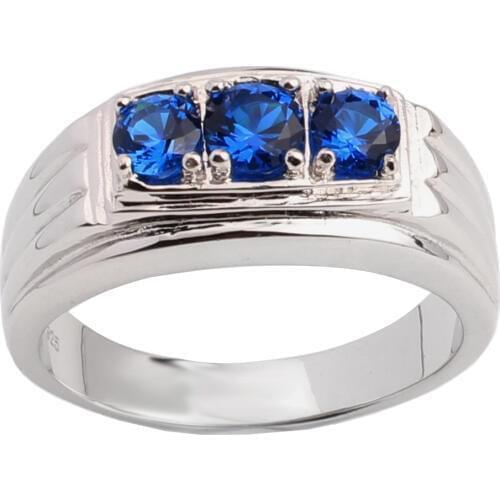 Men 925 Sterling Silver Ring 3-stone Design Jewelry Heavy Feel Sizes Birthday Gift Christmas R519