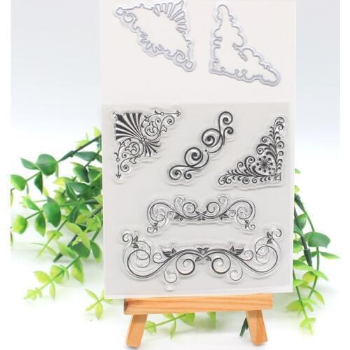 KSCRAFT Corner Transparent Clear Silicone Stamp And Cutting Dies Set for DIY scrapbooking/photo album Decorative