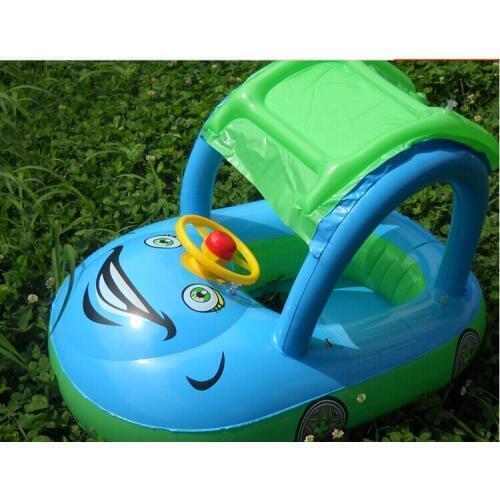 Inflatable Baby Sitting floating row Swimming Ring Sunshade Baby Seat Floating Car style Water air mattress